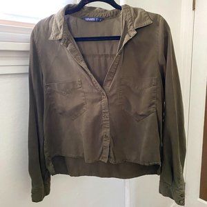 Olive Colored Zara Cropped Button Up